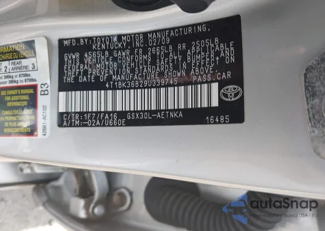 2009 Toyota Avalon Xl from USA, damaged, VIN 4T1BK36B29U339745